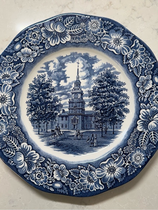 Liberty Blue Other - Vintage Liberty Blue Staffordshire Independence Hall Ironstone Plate